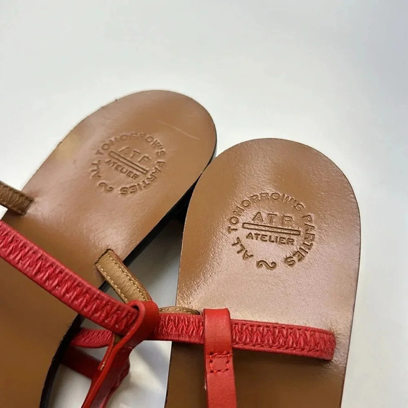 ATP Atelier Sandals High Heel Open Toe Strappy Leather Shoes Red Brown Size 38 8 - Picture 9 of 12